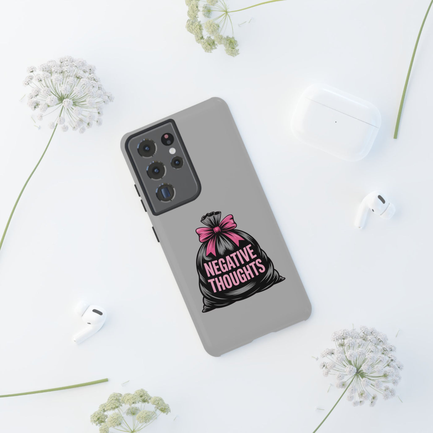 Negative Thoughts Phone Case, Tough Cases for Mental Wellness, Inspirational Gift, Motivational Phone Cover, Positive Vibes Protection