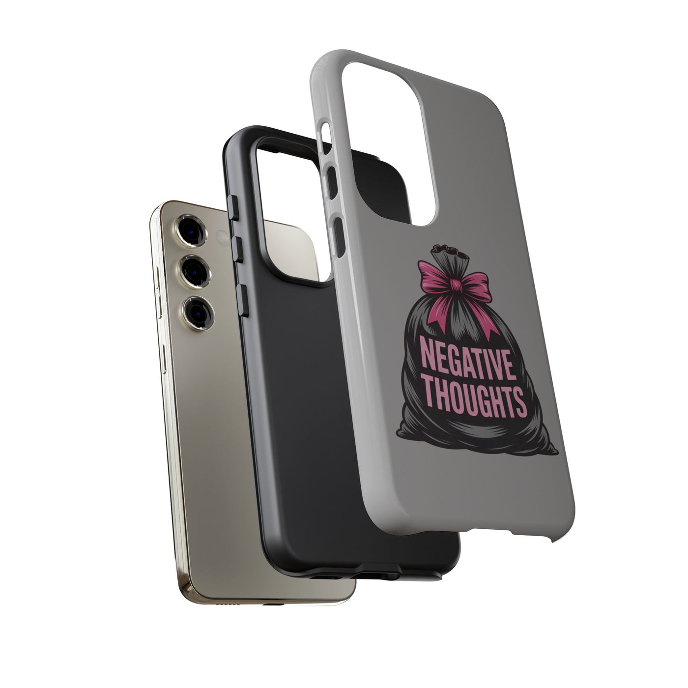 Negative Thoughts Phone Case, Tough Cases for Mental Wellness, Inspirational Gift, Motivational Phone Cover, Positive Vibes Protection