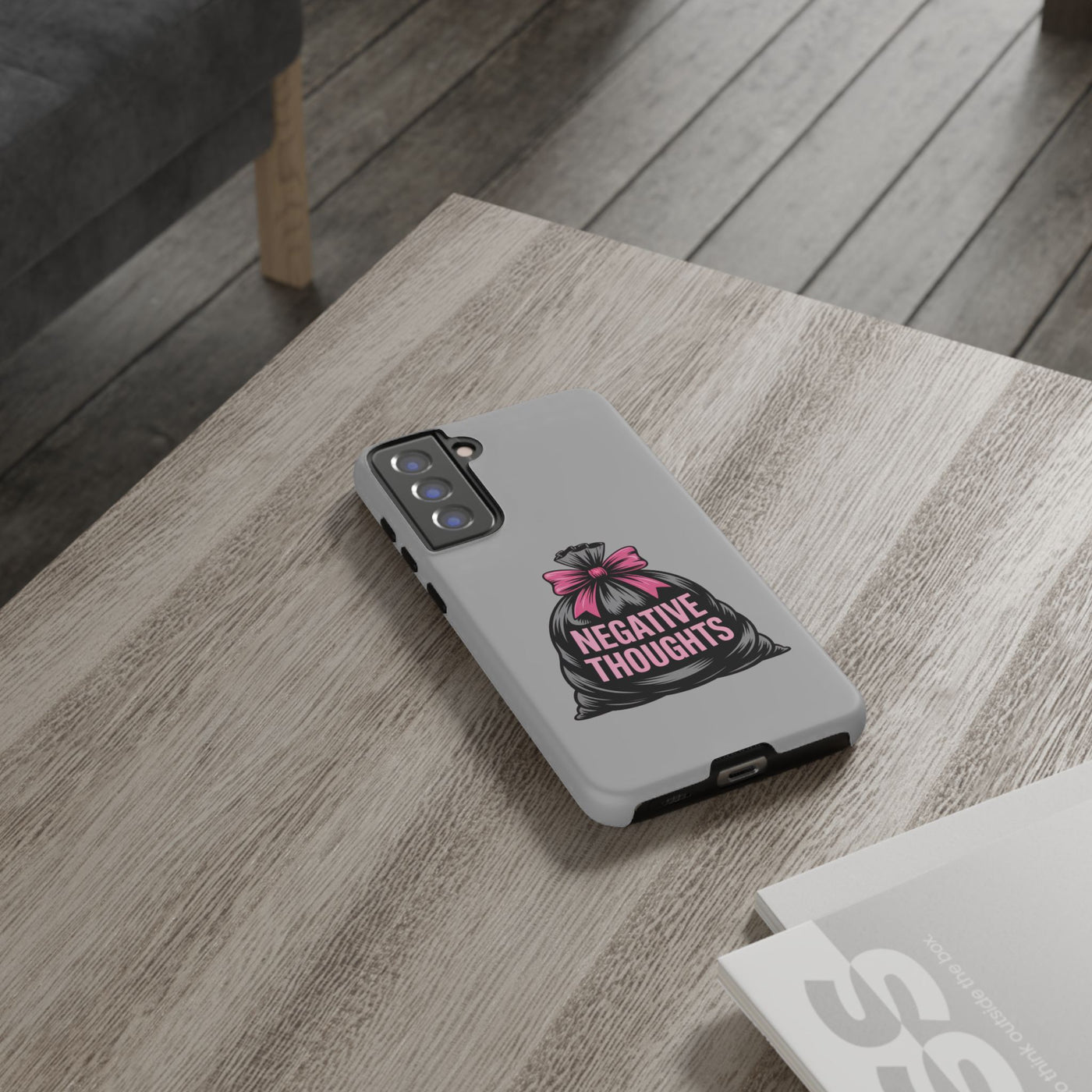 Negative Thoughts Phone Case, Tough Cases for Mental Wellness, Inspirational Gift, Motivational Phone Cover, Positive Vibes Protection