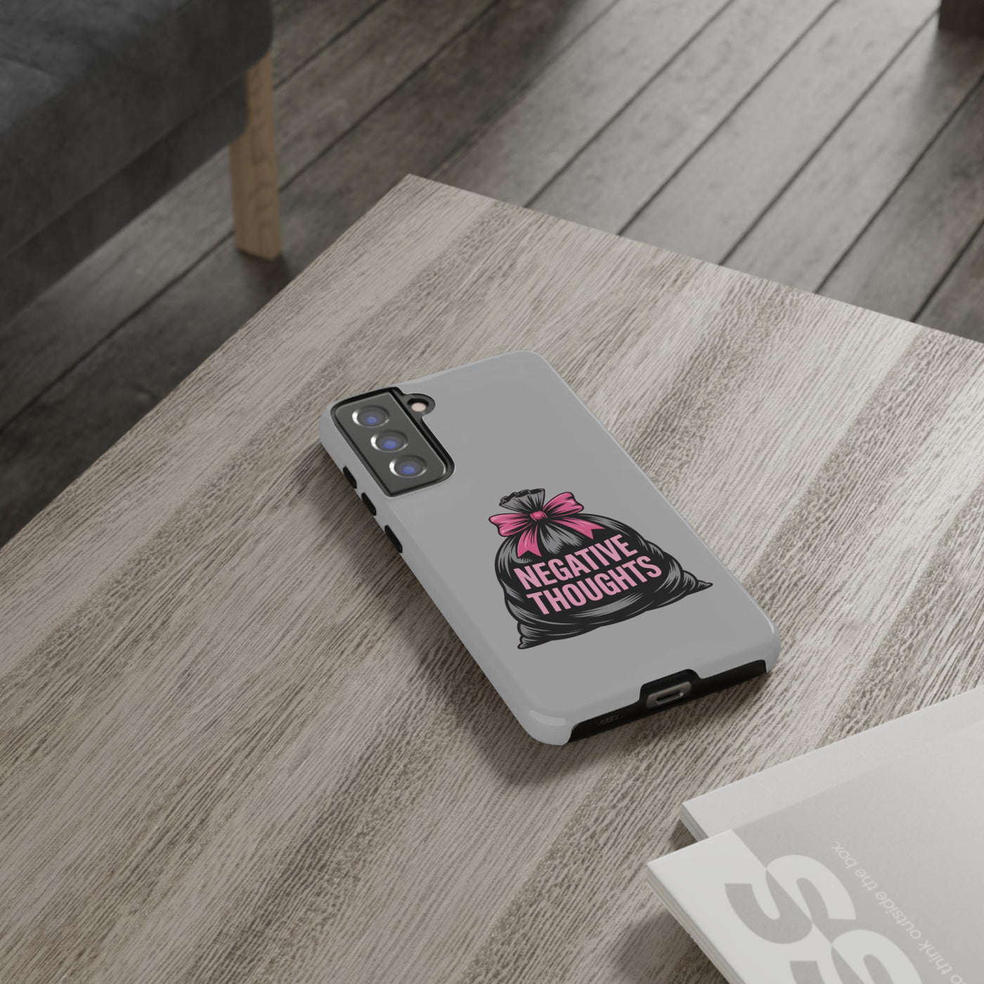 Negative Thoughts Phone Case, Tough Cases for Mental Wellness, Inspirational Gift, Motivational Phone Cover, Positive Vibes Protection