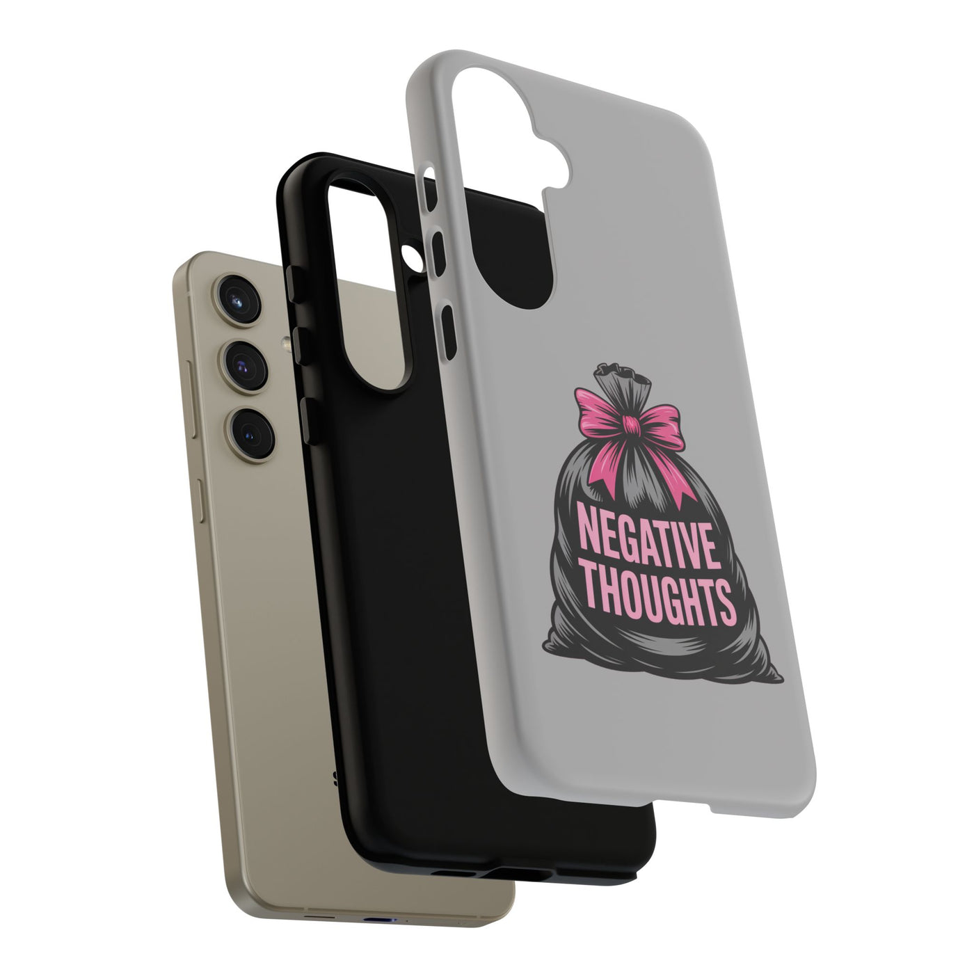 Negative Thoughts Phone Case, Tough Cases for Mental Wellness, Inspirational Gift, Motivational Phone Cover, Positive Vibes Protection