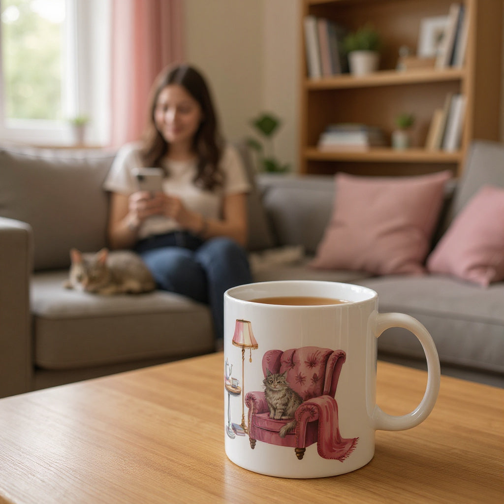 Vintage Cozy Cat - Ceramic Mug